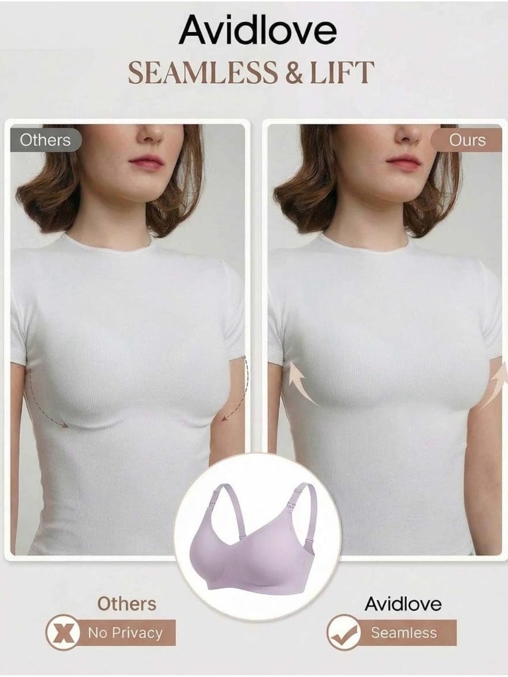 Avidlove Light Lilac Seamless Nursing Bra Wire-Free Maternity Sleep Bra NWT - Picture 7 of 11